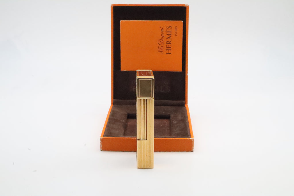 S.T. Dupont Hermes Ligne 2 gold plated crocodile leather lighter