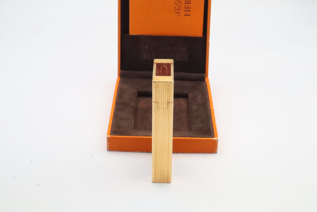 S.T. Dupont Hermes Ligne 2 gold plated crocodile leather lighter