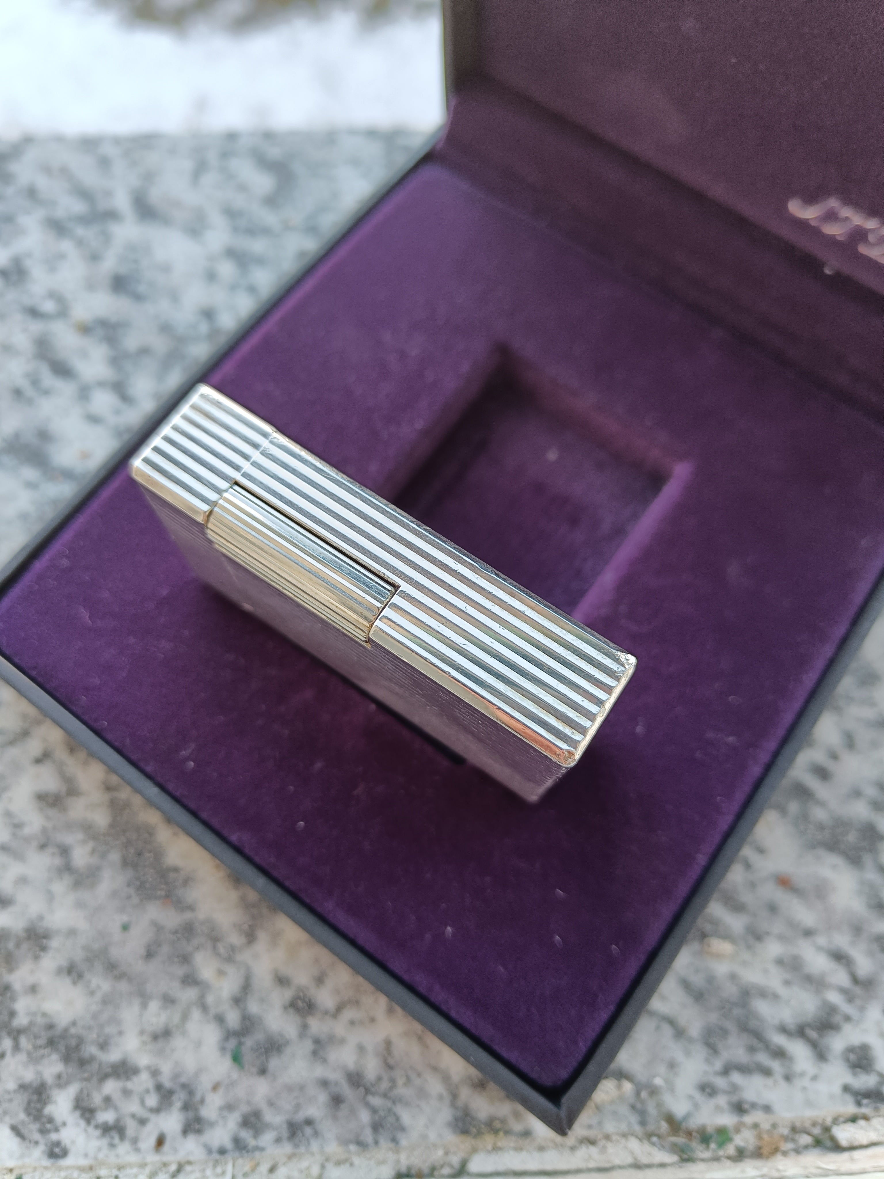 ST Dupont Ligne 1 silver vertical stripes