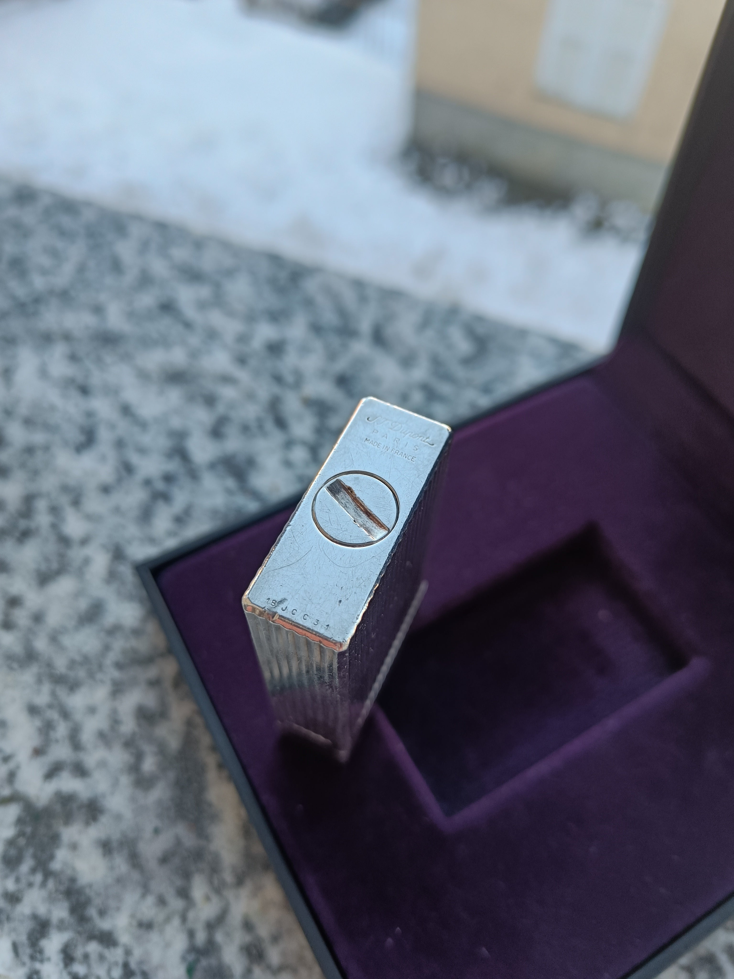 ST Dupont Ligne 1 silver vertical stripes