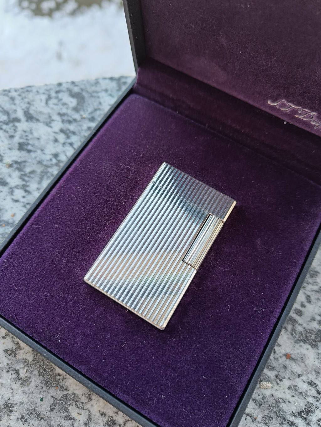 ST Dupont Ligne 1 silver vertical stripes