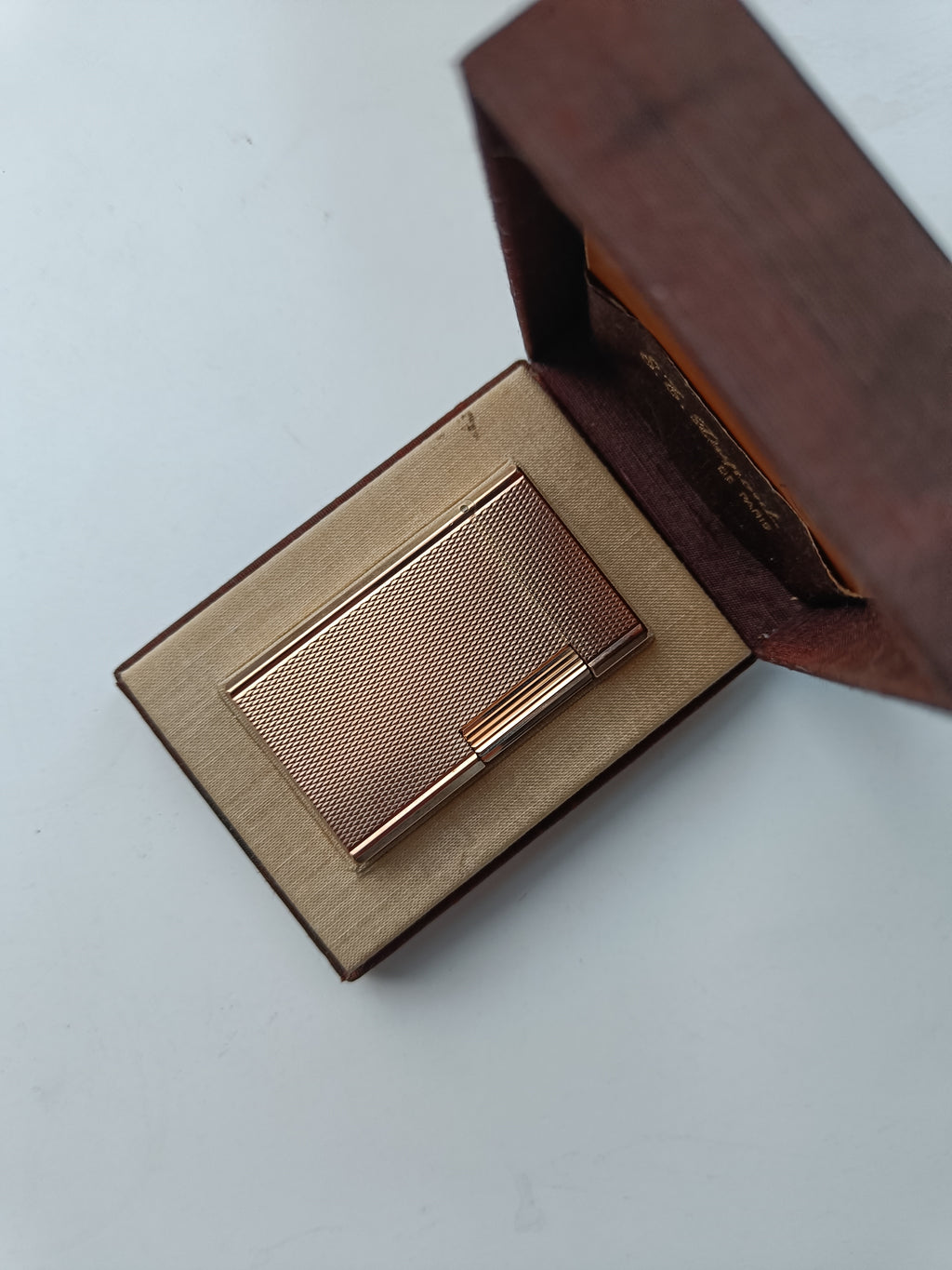 Mint S.T. Dupont Ligne 1 pattern gold with box and papers