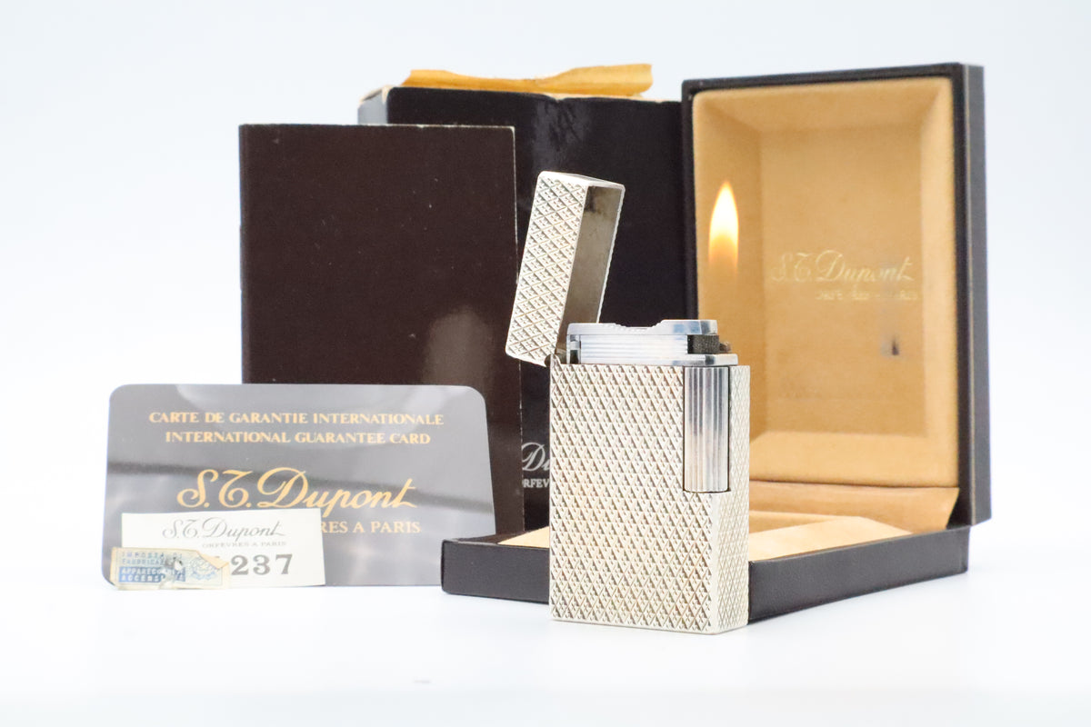 S.T. Dupont Ligne 1 large silver Etoile lighter, new old stock, with box and papers