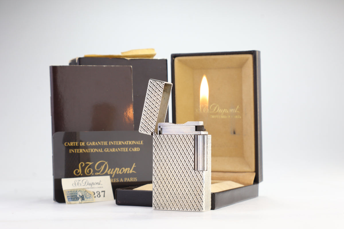 S.T. Dupont Ligne 1 large silver Etoile lighter, new old stock, with box and papers