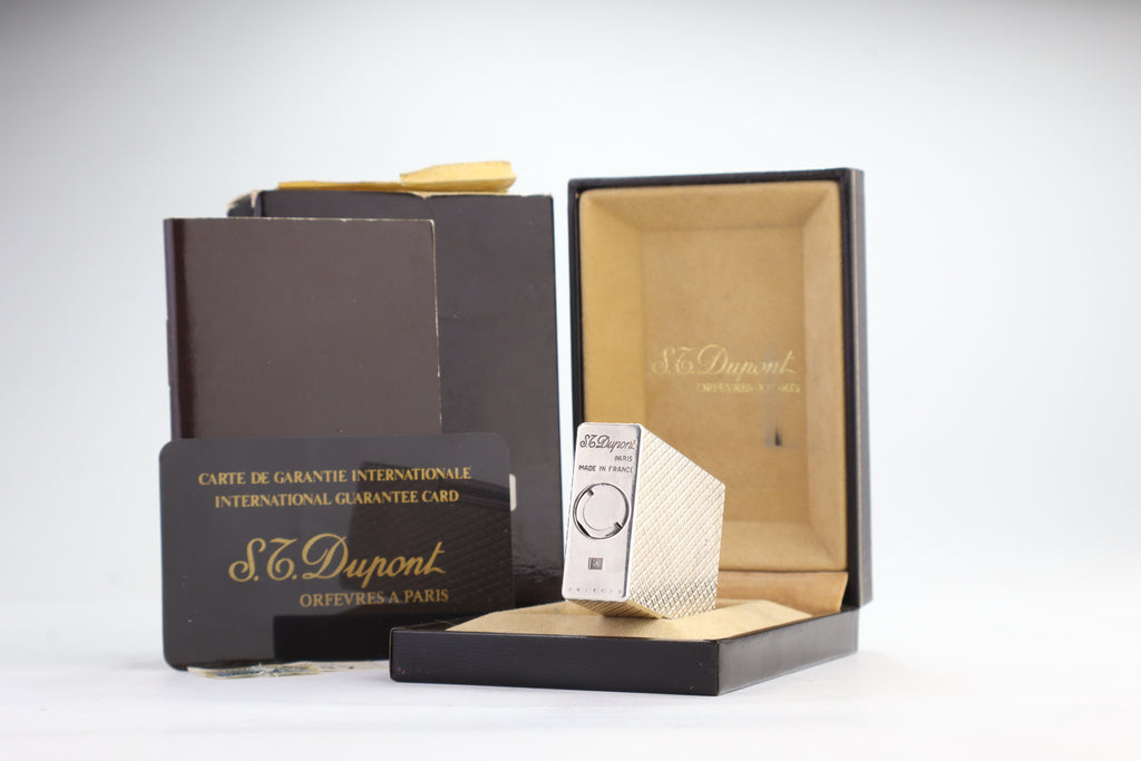S.T. Dupont Ligne 1 large silver Etoile lighter, new old stock, with box and papers