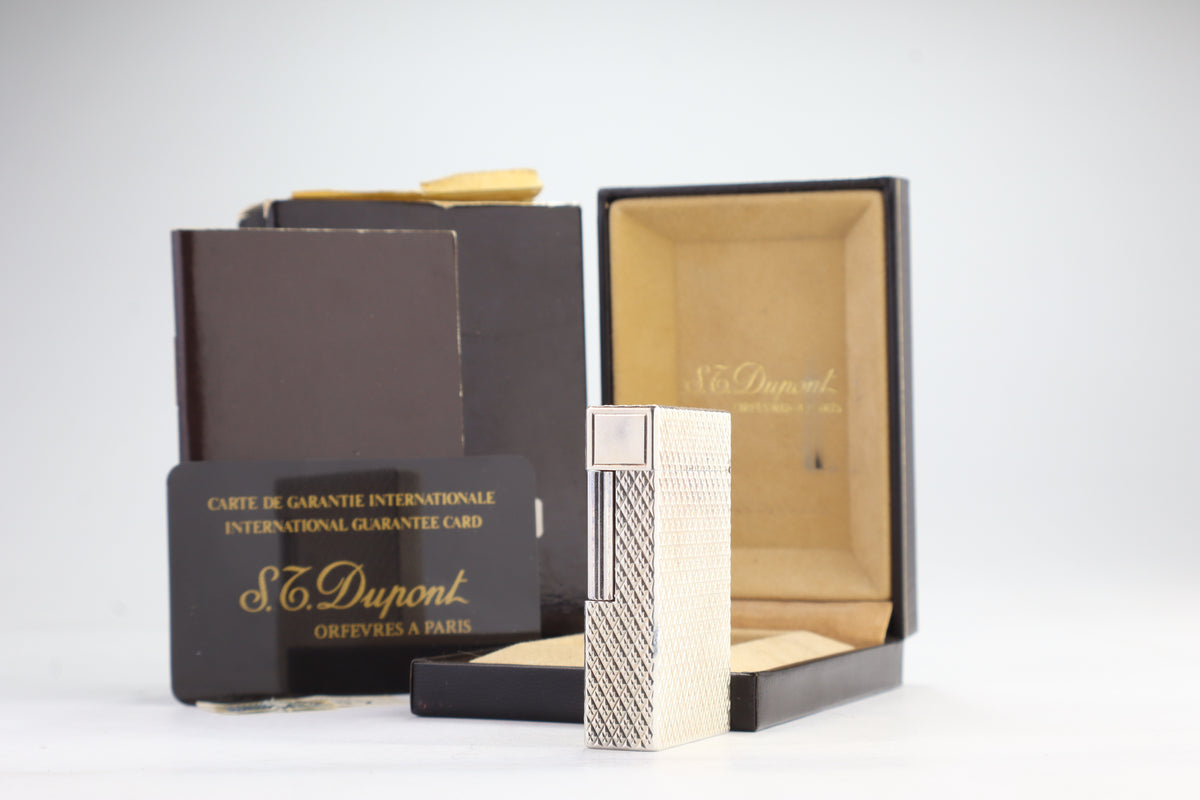 S.T. Dupont Ligne 1 large silver Etoile lighter, new old stock, with box and papers