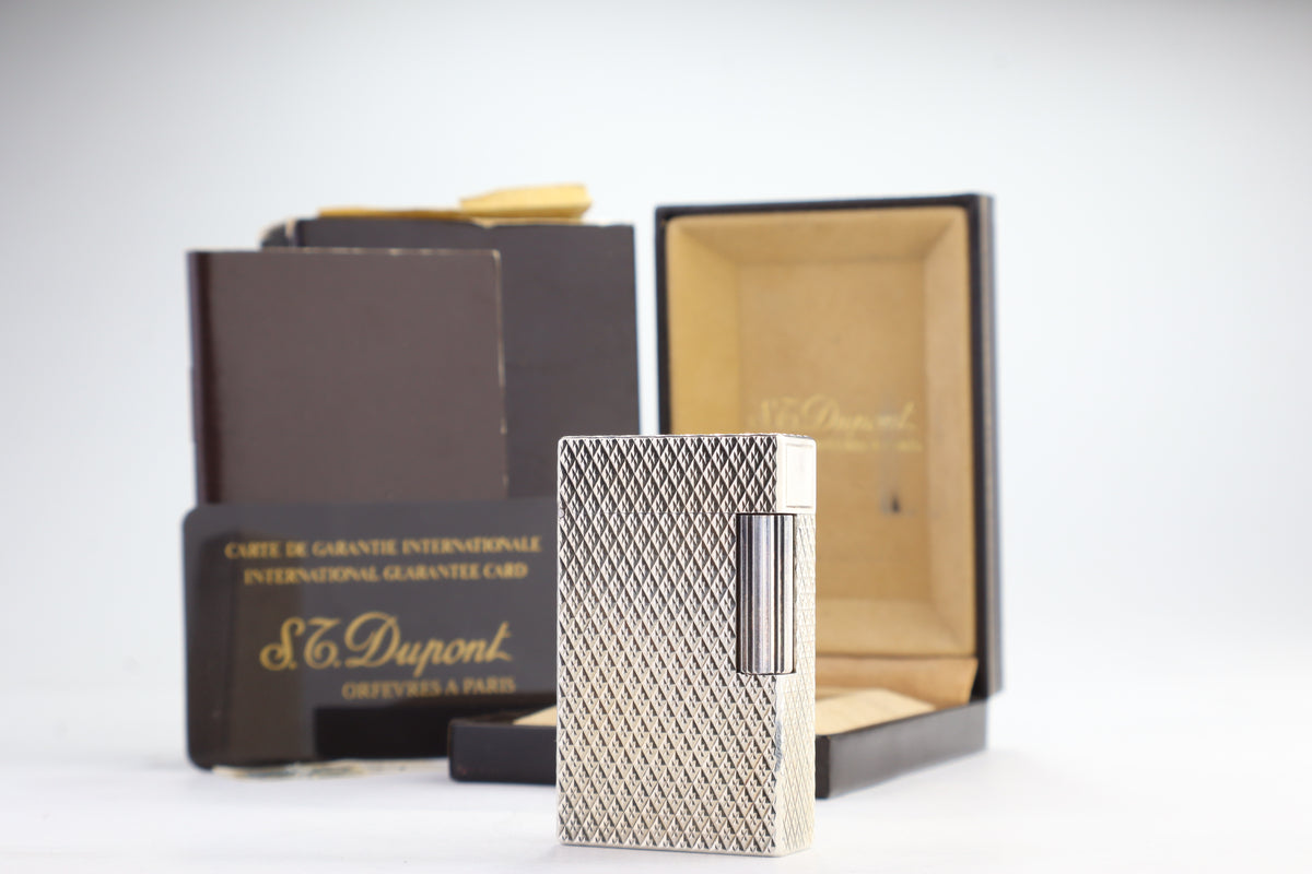 S.T. Dupont Ligne 1 large silver Etoile lighter, new old stock, with box and papers