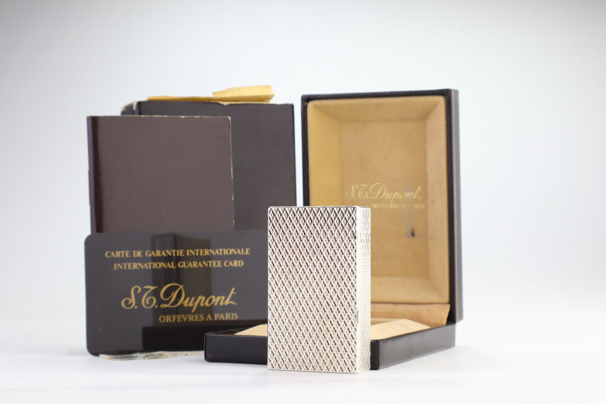 S.T. Dupont Ligne 1 large silver Etoile lighter, new old stock, with box and papers