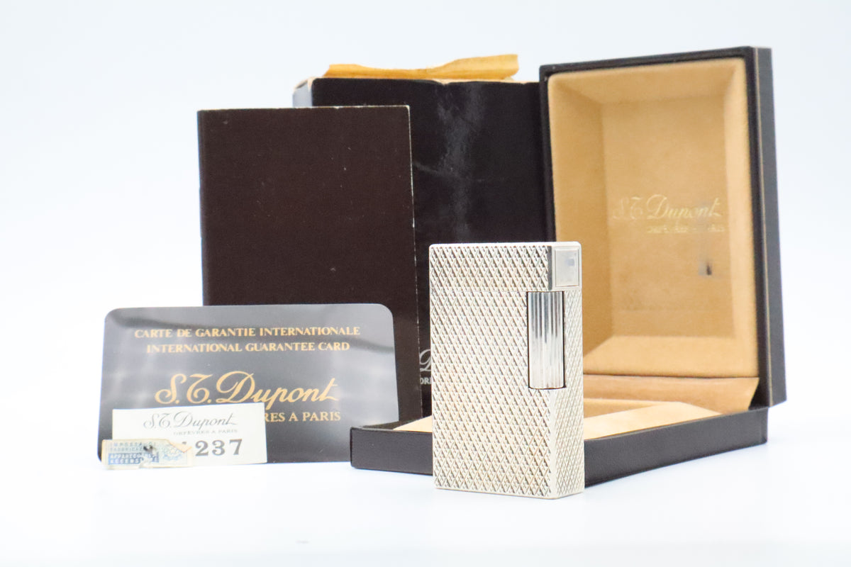 S.T. Dupont Ligne 1 large silver Etoile lighter, new old stock, with box and papers
