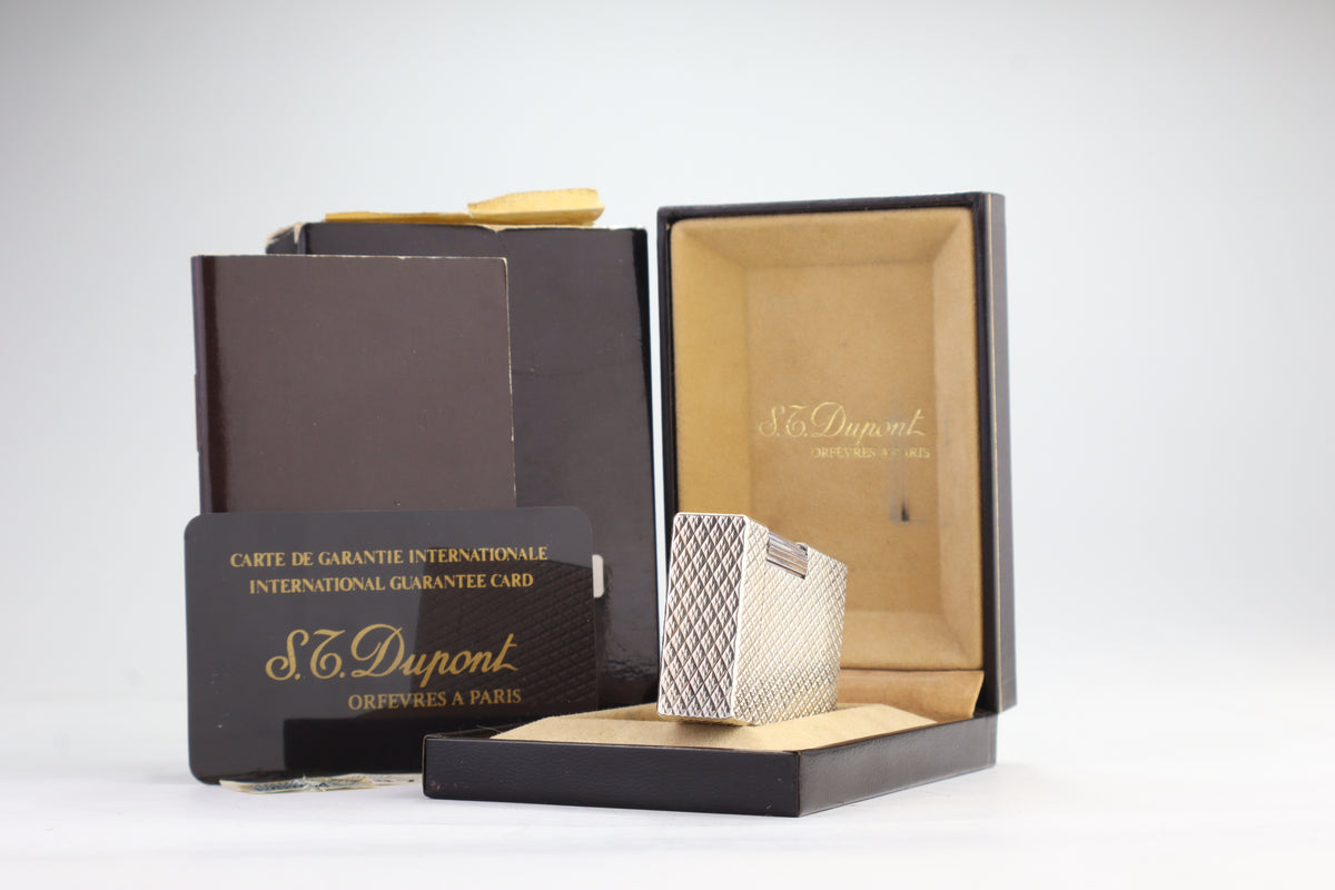 S.T. Dupont Ligne 1 large silver Etoile lighter, new old stock, with box and papers