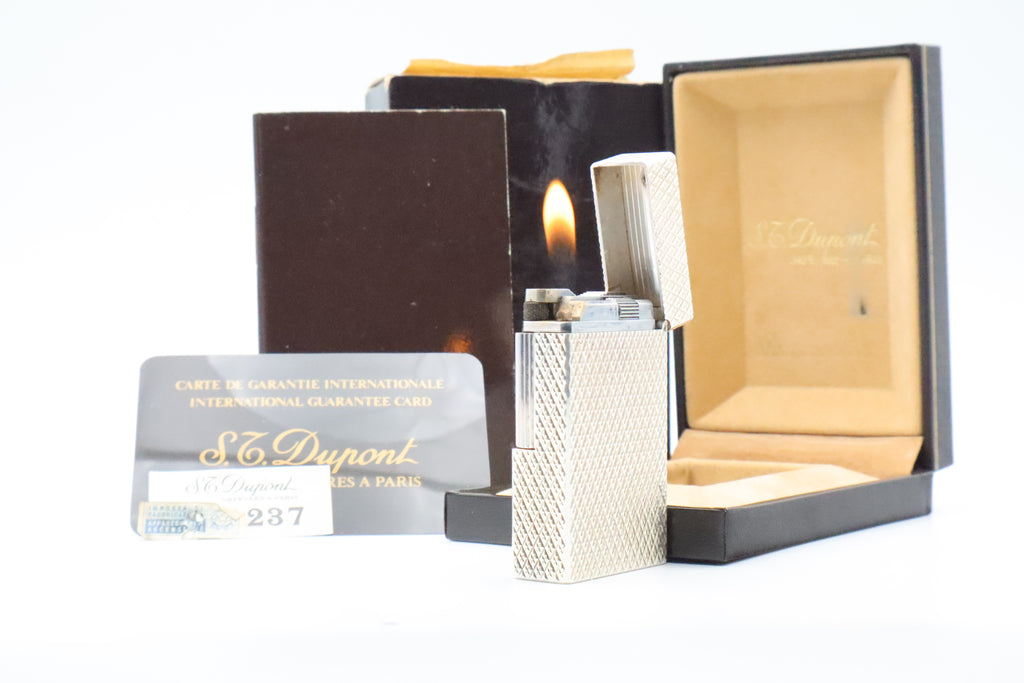 S.T. Dupont Ligne 1 large silver Etoile lighter, new old stock, with box and papers