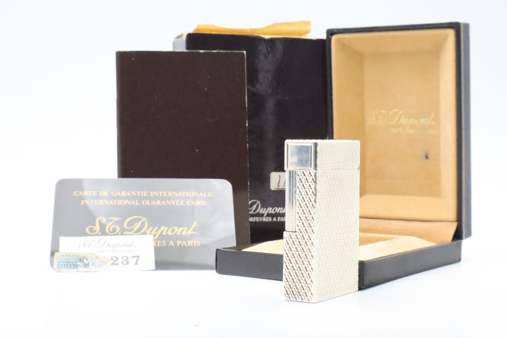 S.T. Dupont Ligne 1 large silver Etoile lighter, new old stock, with box and papers