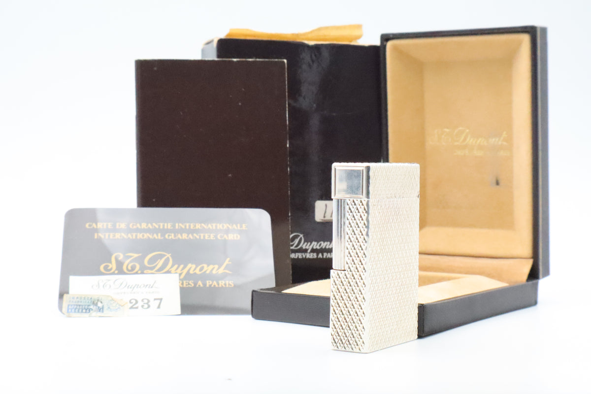 S.T. Dupont Ligne 1 large silver Etoile lighter, new old stock, with box and papers