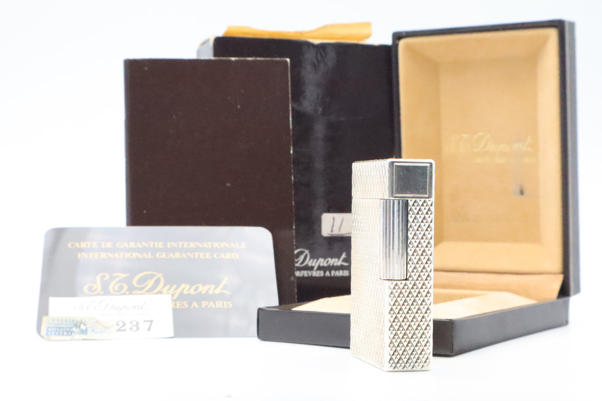 S.T. Dupont Ligne 1 large silver Etoile lighter, new old stock, with box and papers