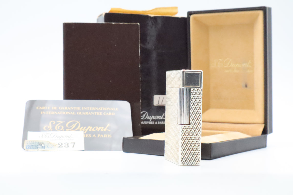 S.T. Dupont Ligne 1 large silver Etoile lighter, new old stock, with box and papers