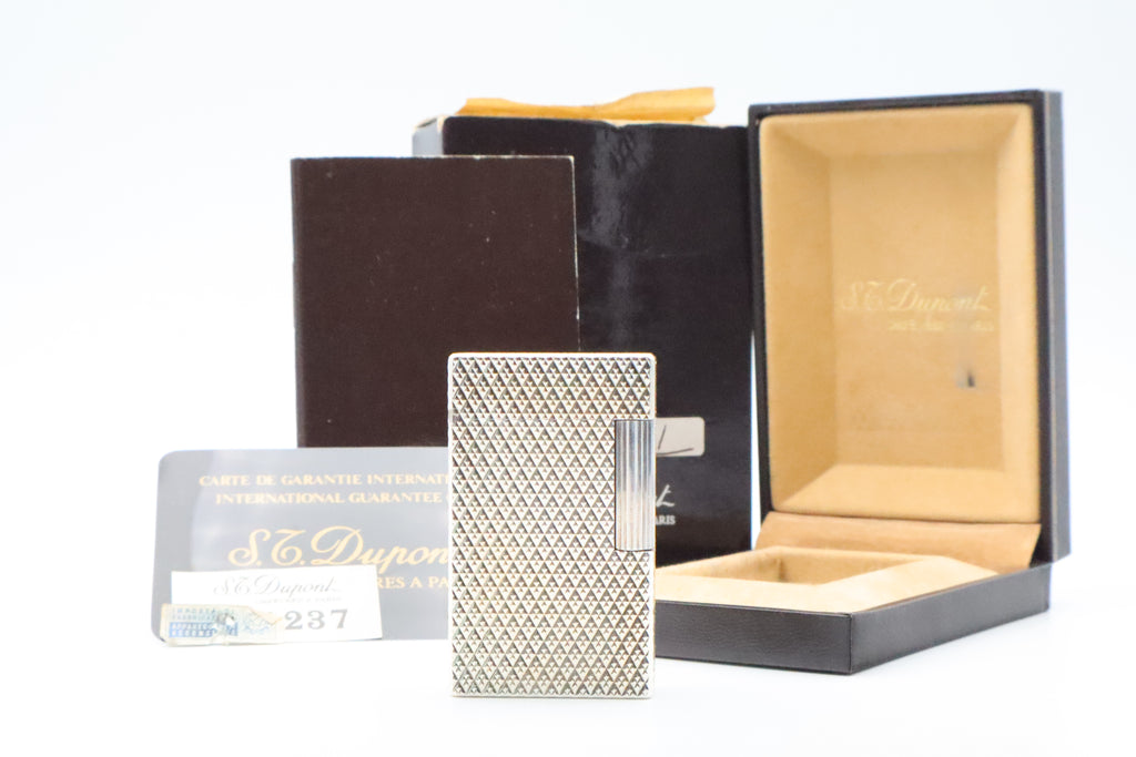 S.T. Dupont Ligne 1 large silver Etoile lighter, new old stock, with box and papers