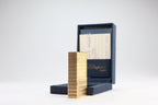 S.T. Dupont Ligne 1 BR large gold lighter with a squared quadrillage pattern, with its navy box and guarantee card