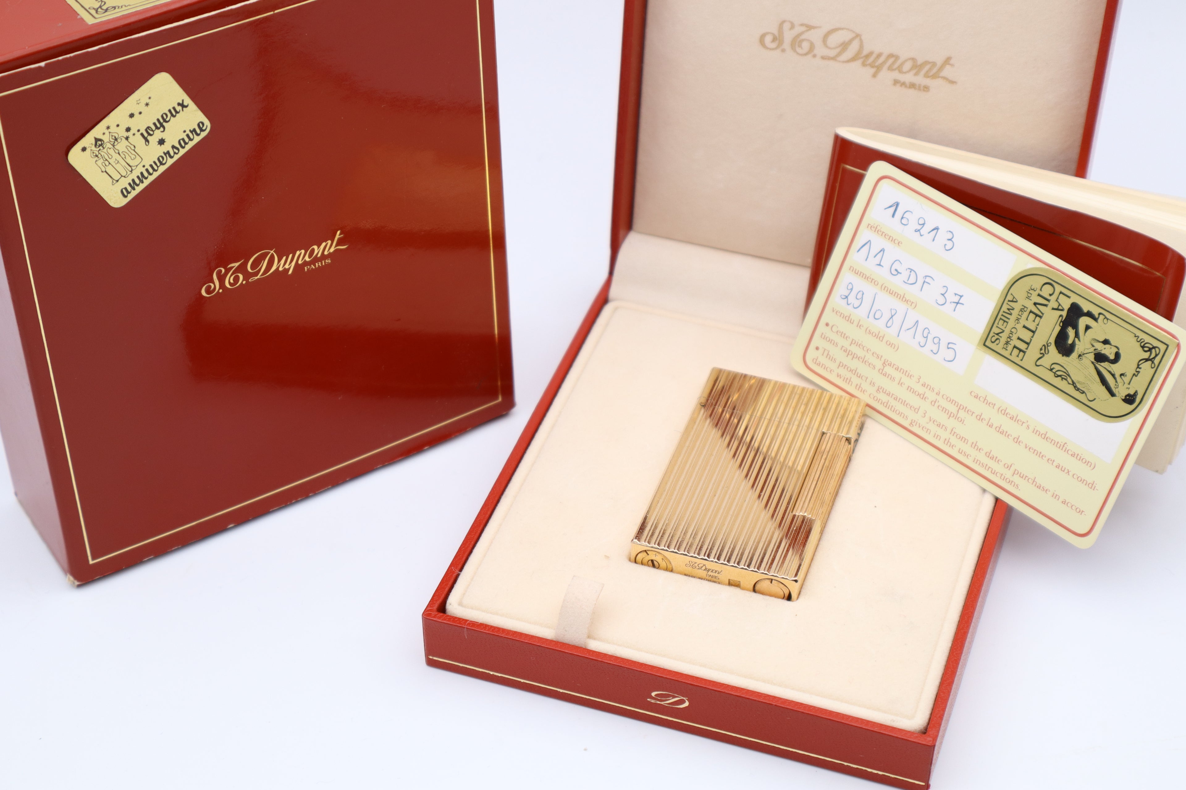 S.T. Dupont Ligne 2 Gold vertical stripes with box