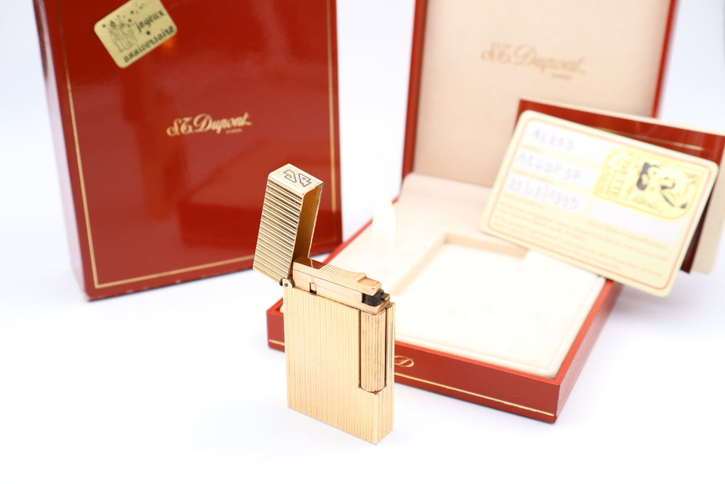 S.T. Dupont Ligne 2 Gold vertical stripes with box