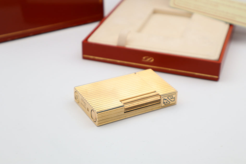 S.T. Dupont Ligne 2 Gold vertical stripes with box