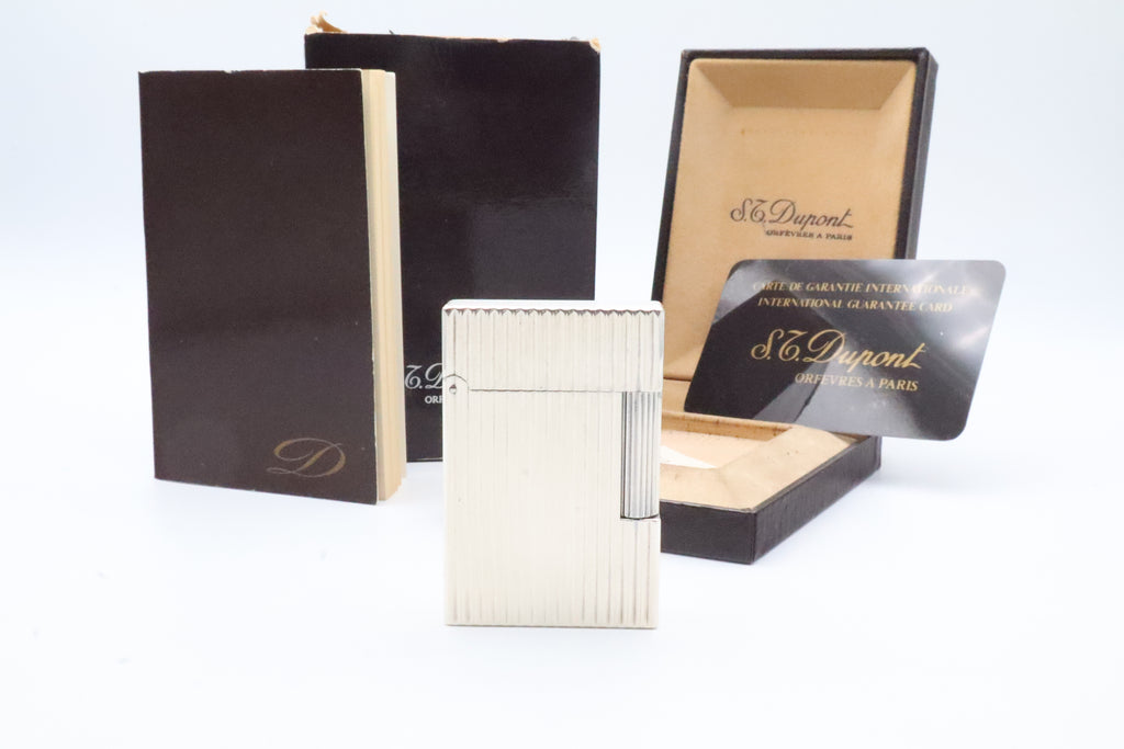 S.T. Dupont Ligne 2 Silver vertical stripes NOS lighter
