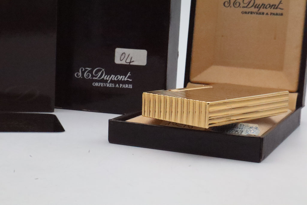 S.T. Dupont Ligne 2 gold vertical stripes NOS lighter