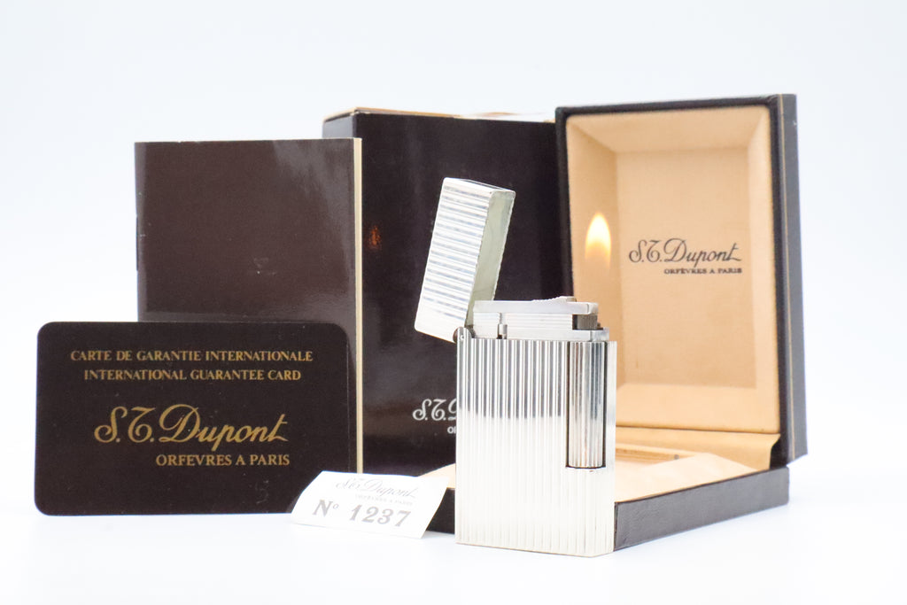 S.T. Dupont Ligne 2 Grand Modele large silver stripes lighter, new old stock