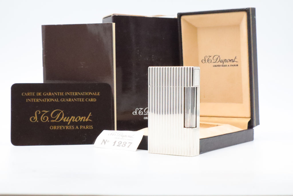 S.T. Dupont Ligne 2 Grand Modele large silver stripes lighter, new old stock