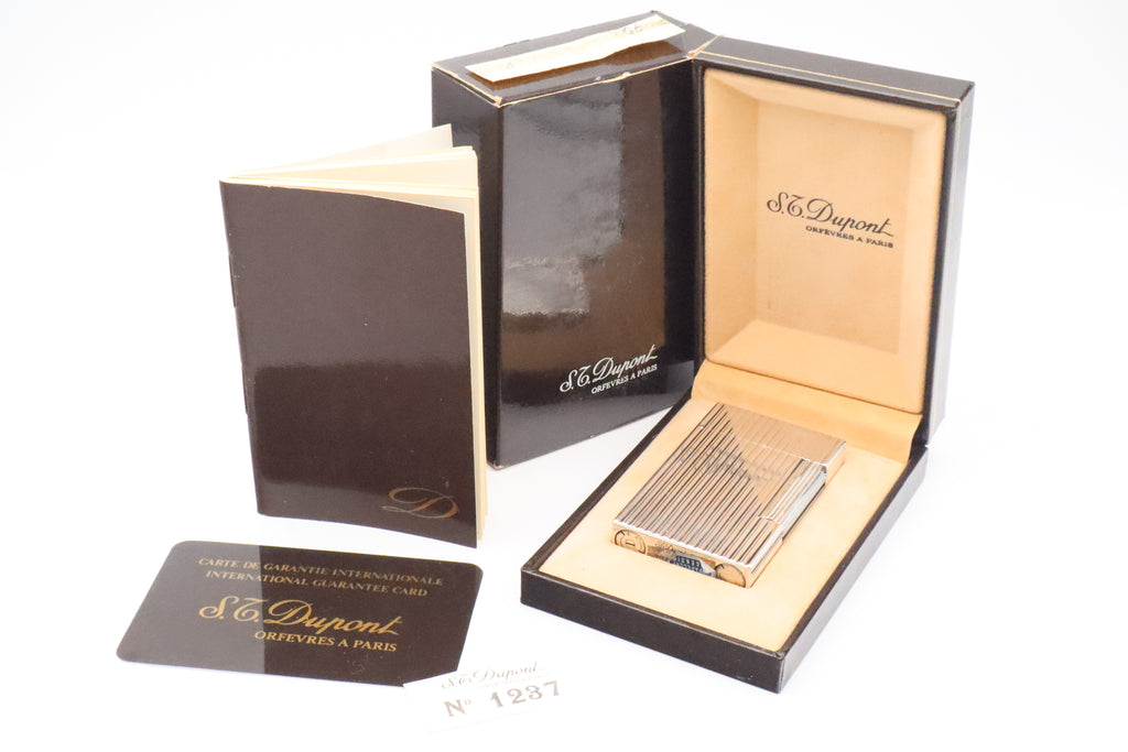 S.T. Dupont Ligne 2 Grand Modele large silver stripes lighter, new old stock