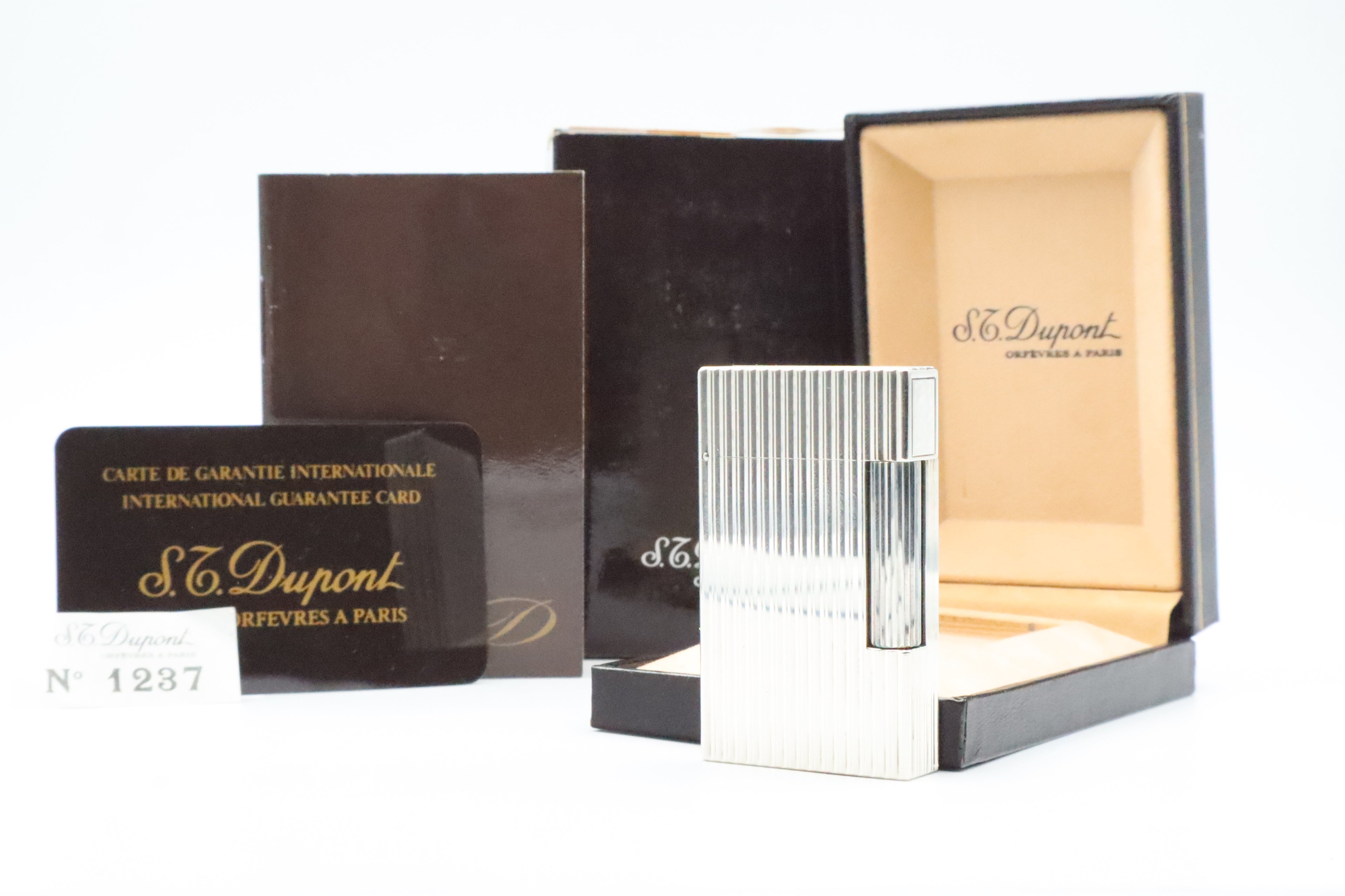 S.T. Dupont Ligne 2 Grand Modele large silver stripes lighter, new old stock