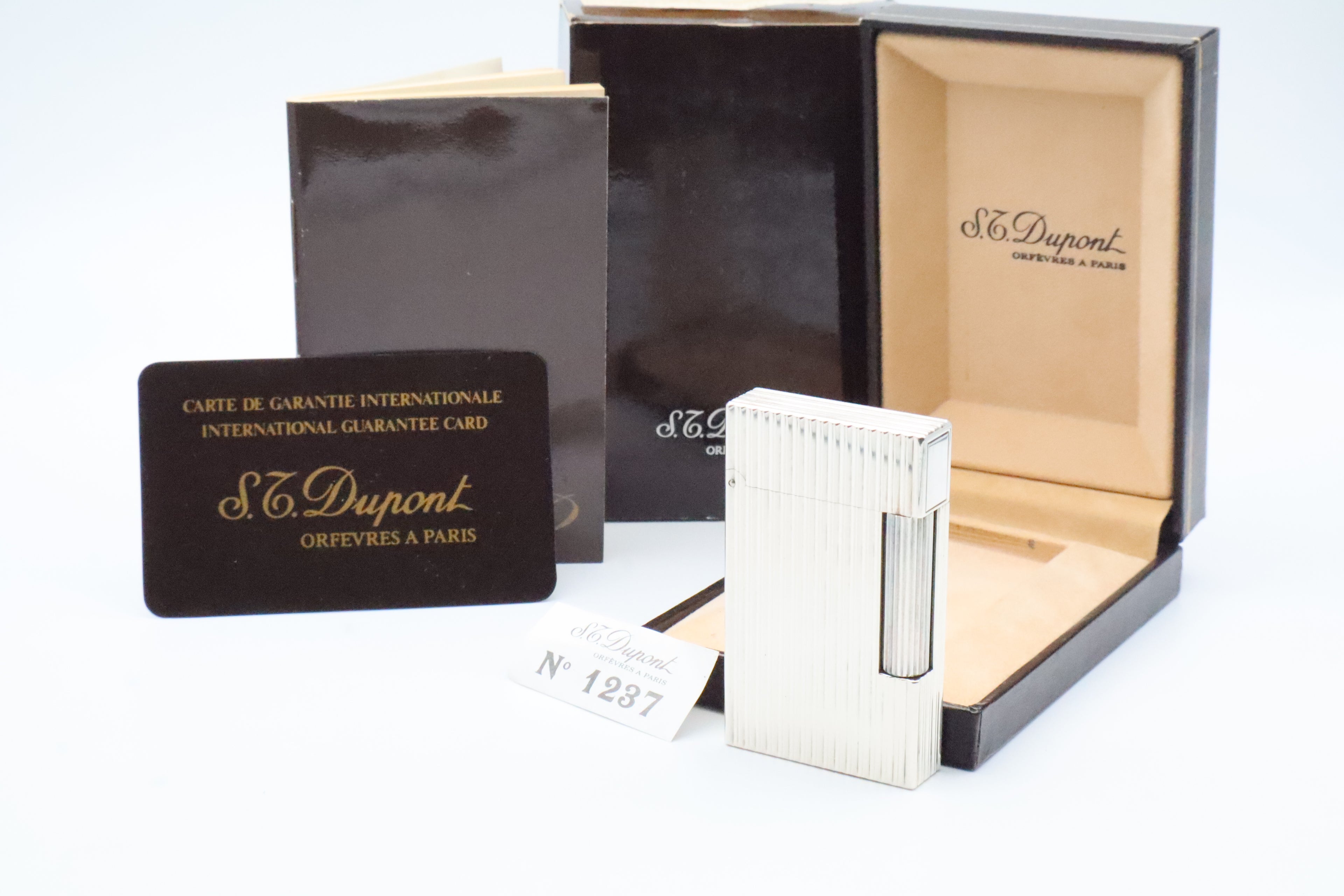 S.T. Dupont Ligne 2 Grand Modele large silver stripes lighter, new old stock