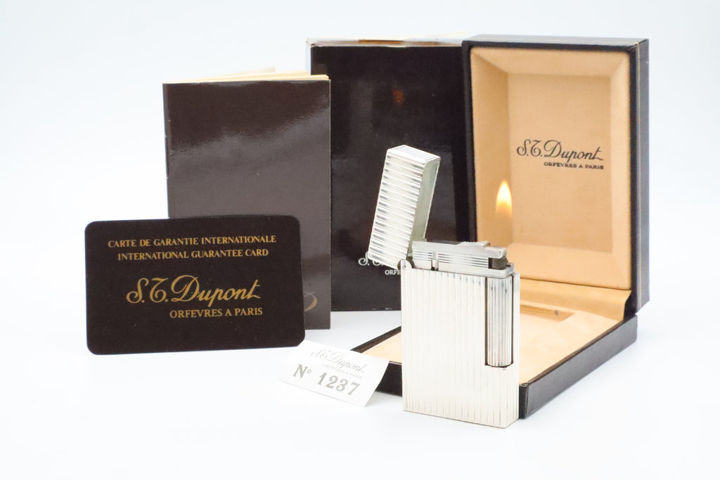 S.T. Dupont Ligne 2 Grand Modele large silver stripes lighter, new old stock