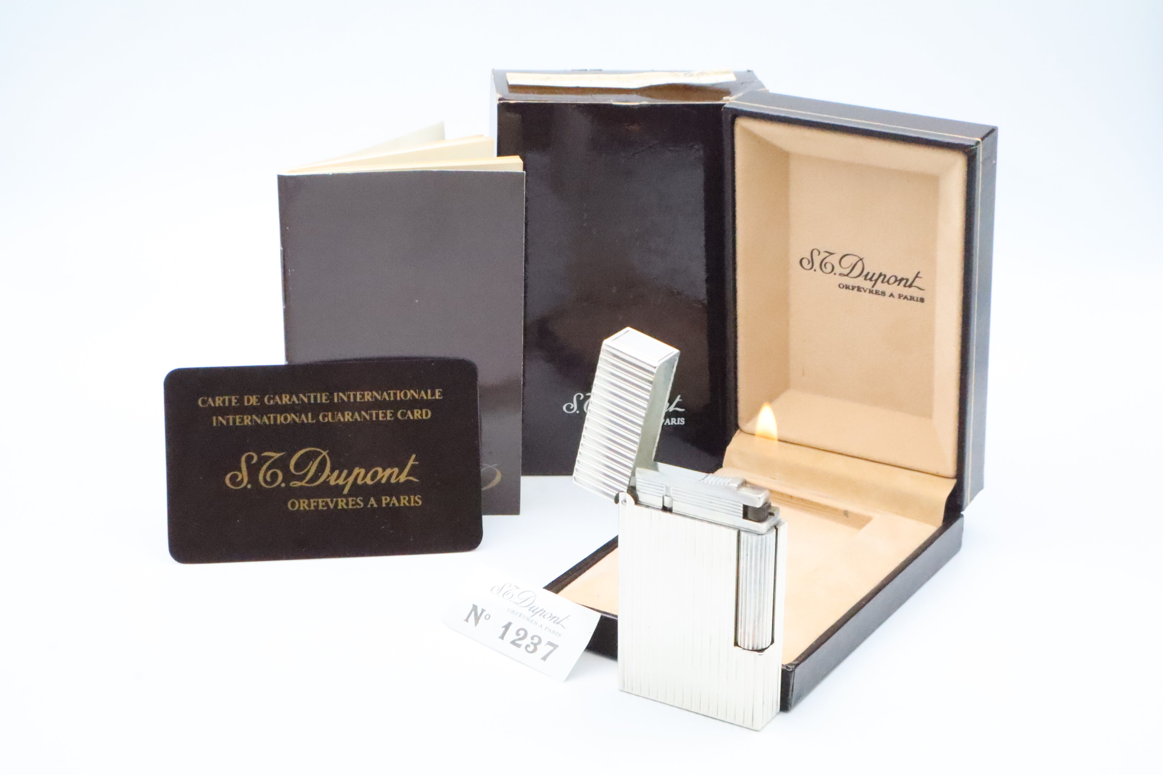 S.T. Dupont Ligne 2 Grand Modele large silver stripes lighter, new old stock