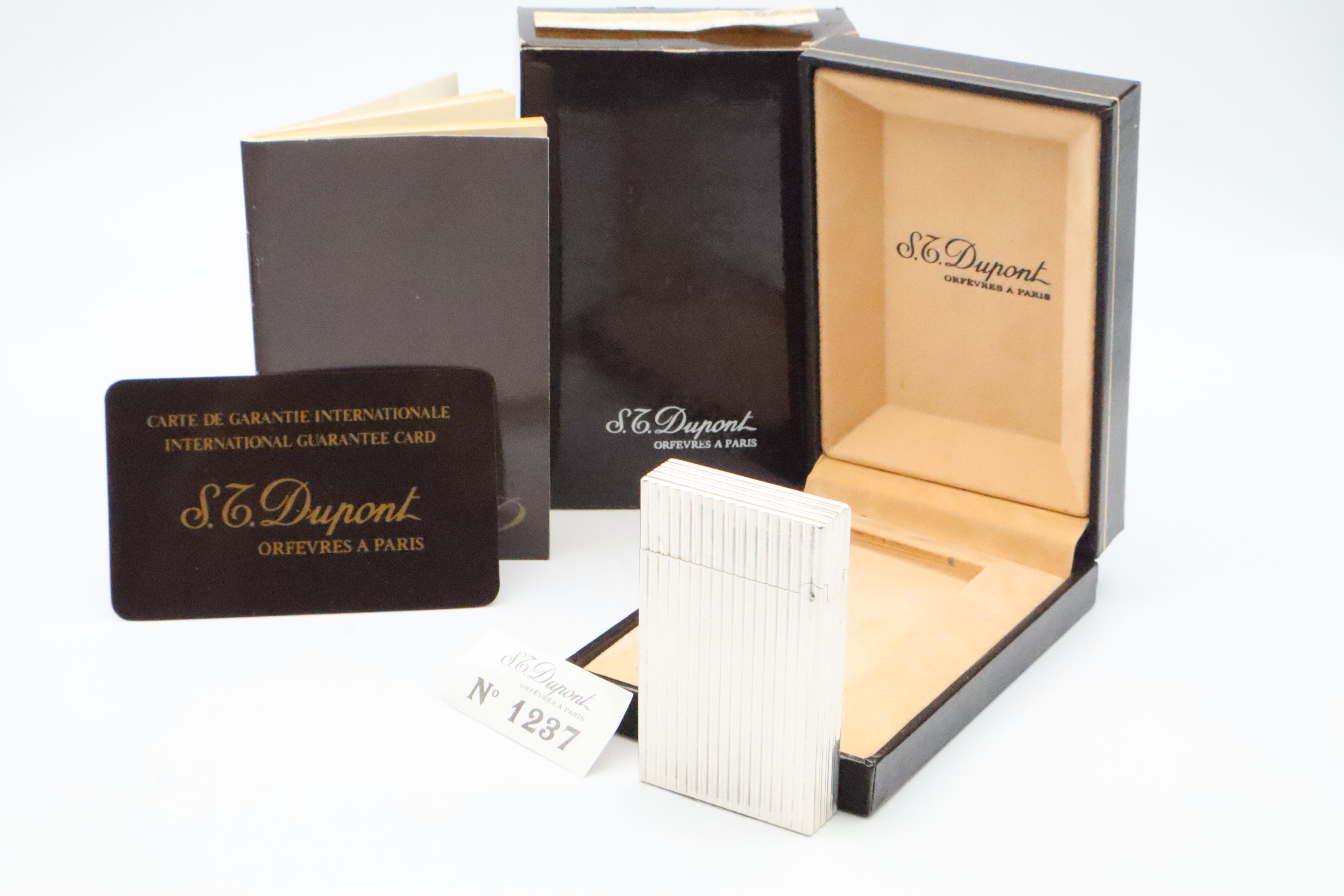 S.T. Dupont Ligne 2 Grand Modele large silver stripes lighter, new old stock