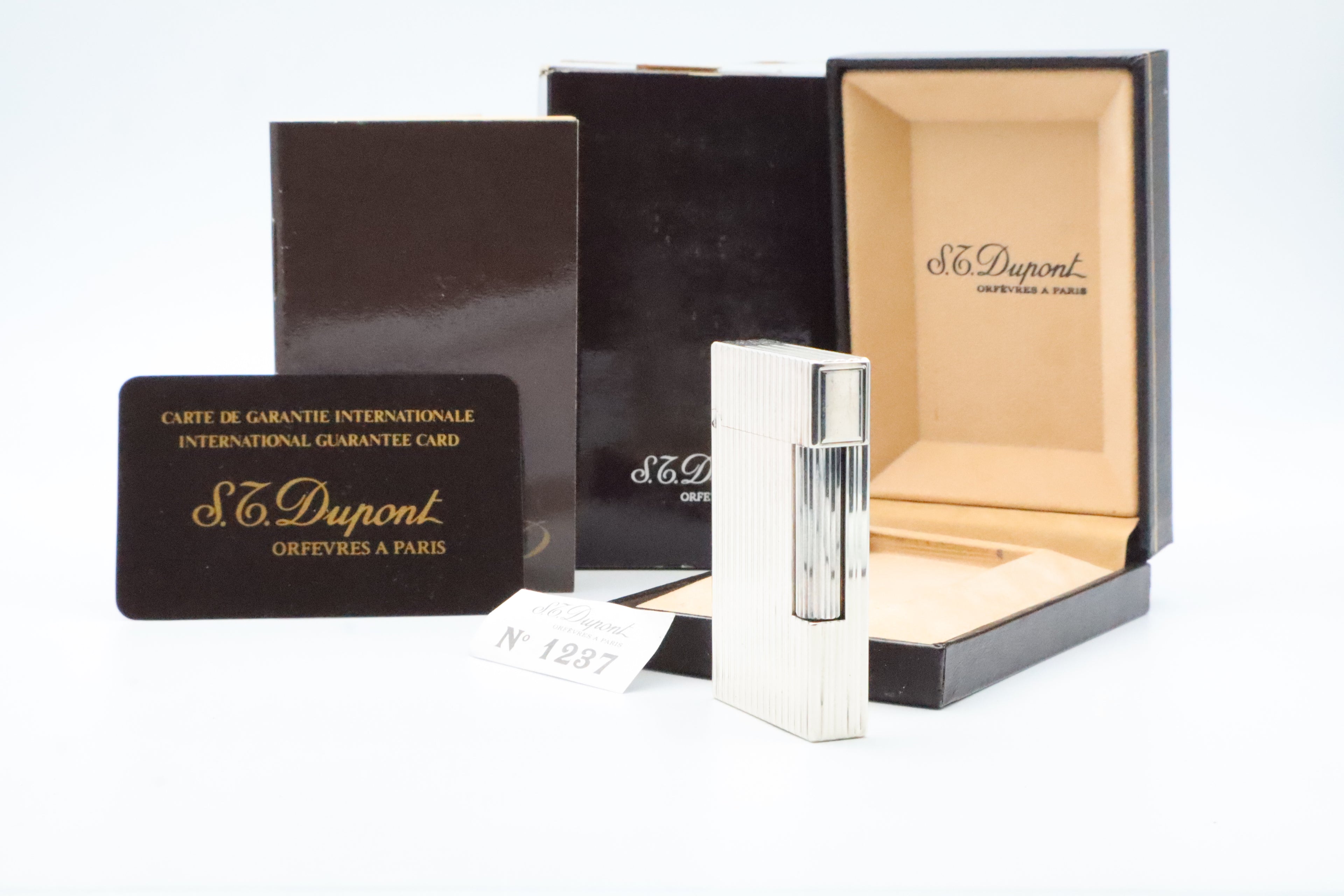 S.T. Dupont Ligne 2 Grand Modele large silver stripes lighter, new old stock
