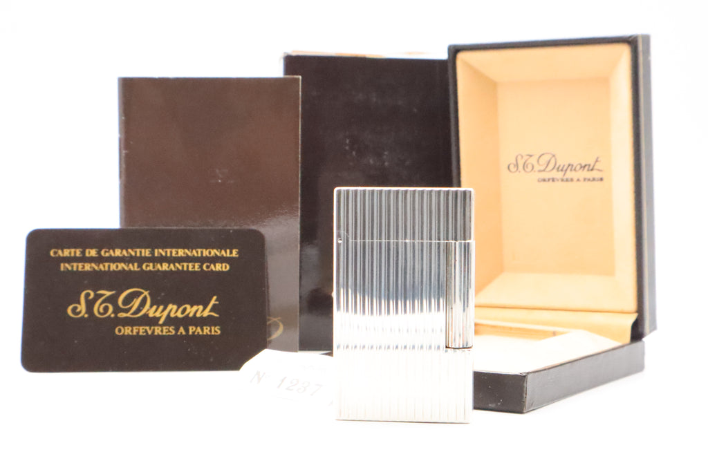 S.T. Dupont Ligne 2 Grand Modele large silver stripes lighter, new old stock