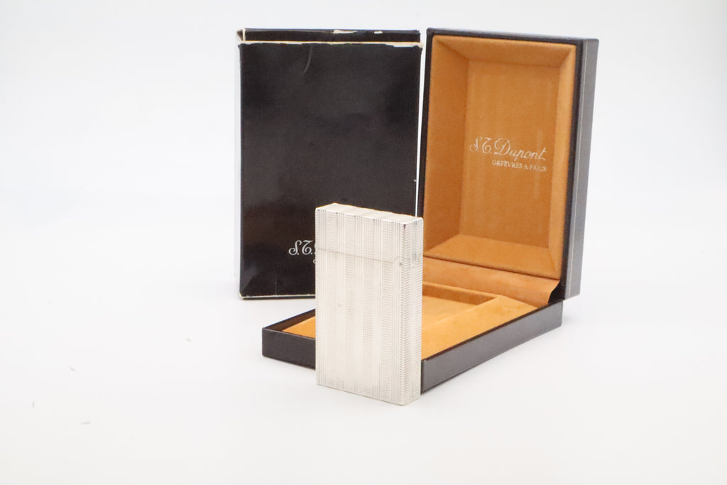 S.T. Dupont Ligne 2 silver vertical stripes lighter in new old stock condition