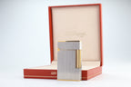 Vintage 1990s S.T. Dupont Ligne 2 Grand Modele brushed silver lighter with box