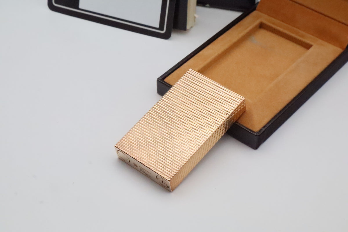 S.T. Dupont Ligne 2 Grand Modele large gold diamond tip lighter, new old stock, with box and papers
