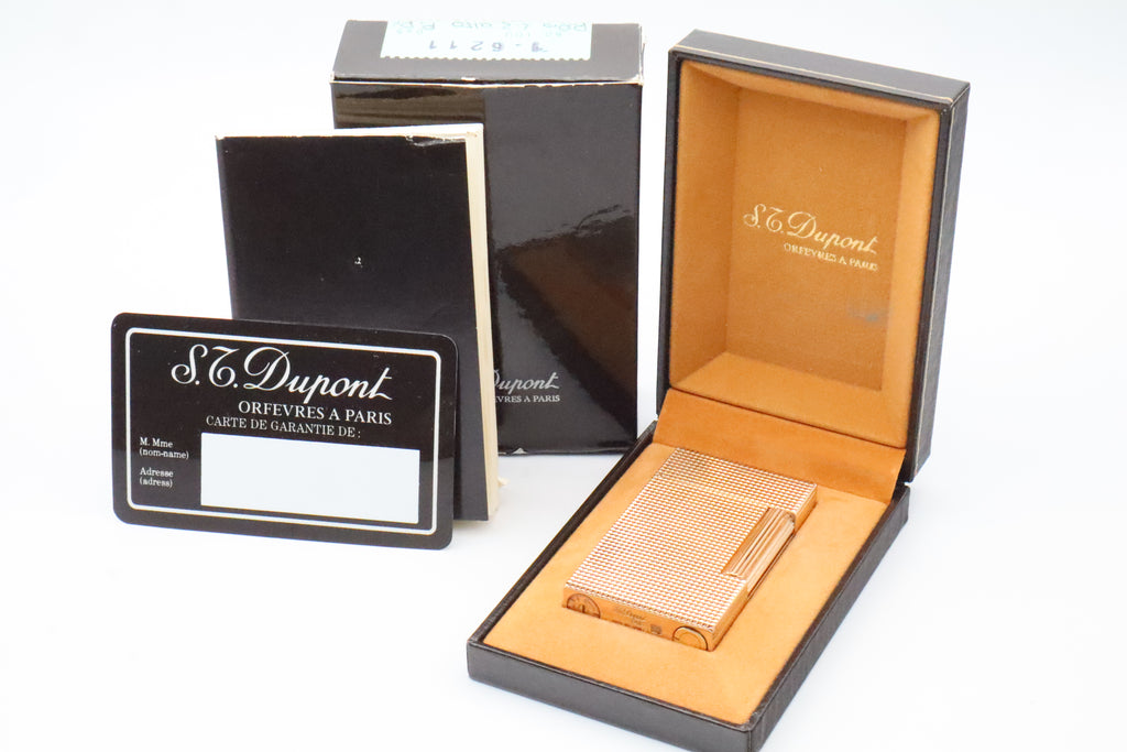 S.T. Dupont Ligne 2 Grand Modele large gold diamond tip lighter, new old stock, with box and papers