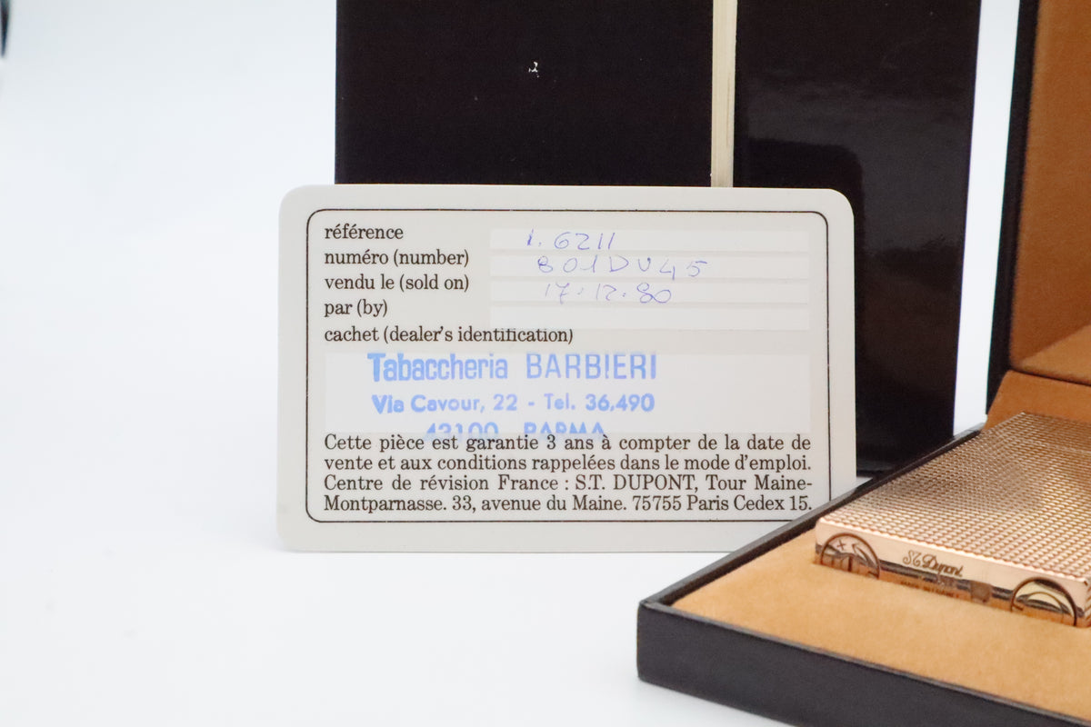 S.T. Dupont Ligne 2 Grand Modele large gold diamond tip lighter, new old stock, with box and papers