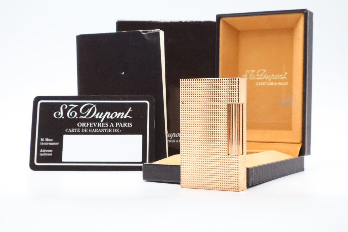 S.T. Dupont Ligne 2 Grand Modele large gold diamond tip lighter, new old stock, with box and papers