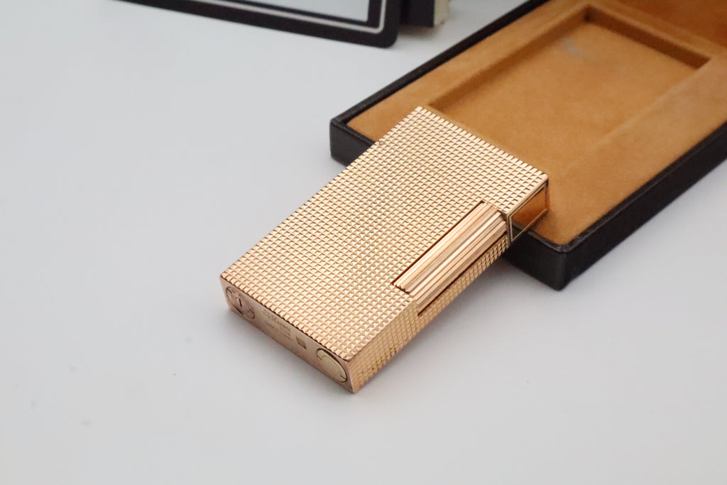 S.T. Dupont Ligne 2 Grand Modele large gold diamond tip lighter, new old stock, with box and papers