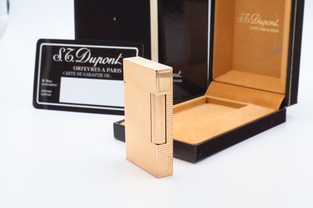 S.T. Dupont Ligne 2 Grand Modele large gold diamond tip lighter, new old stock, with box and papers