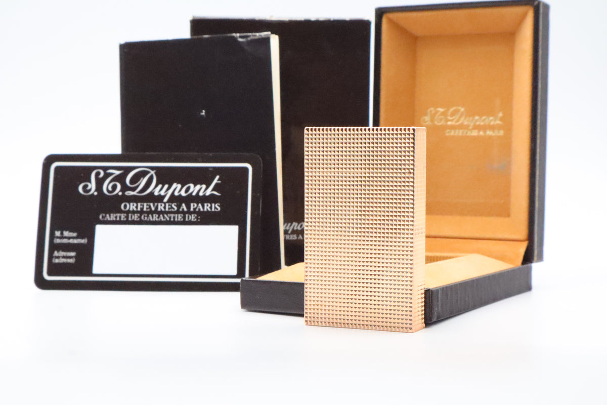 S.T. Dupont Ligne 2 Grand Modele large gold diamond tip lighter, new old stock, with box and papers