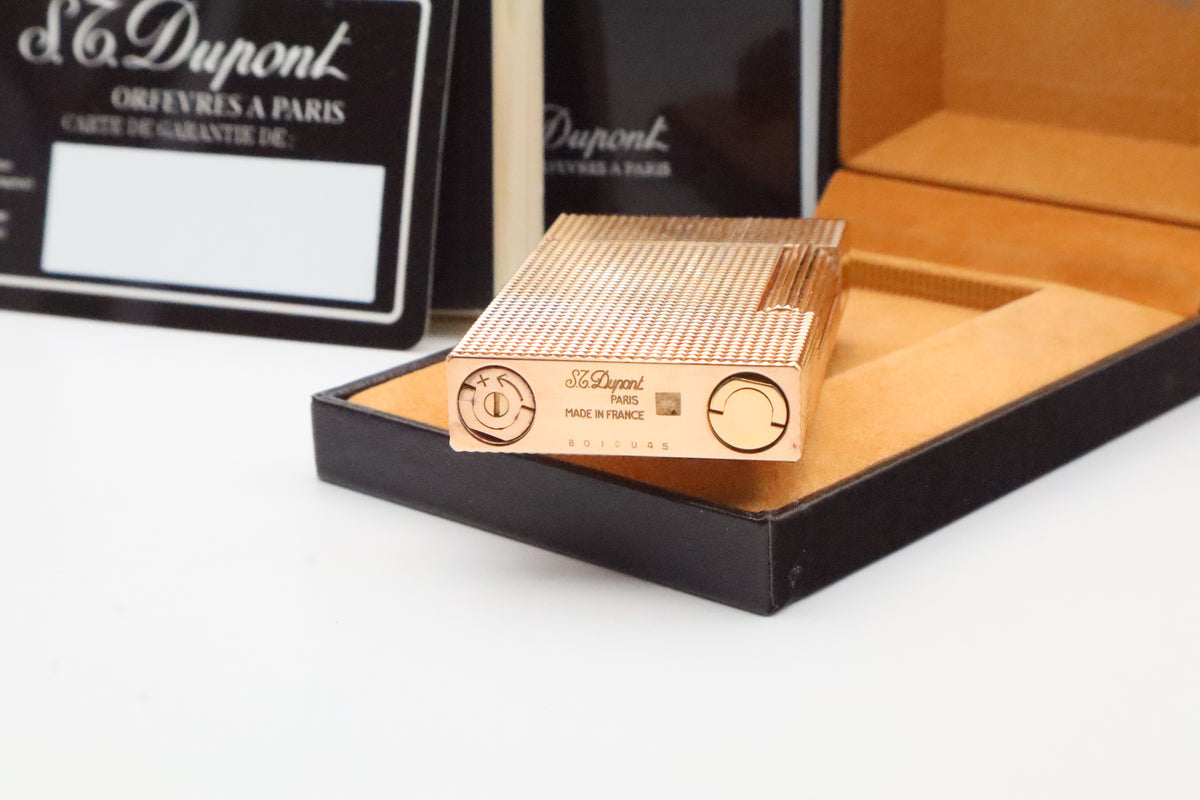 S.T. Dupont Ligne 2 Grand Modele large gold diamond tip lighter, new old stock, with box and papers