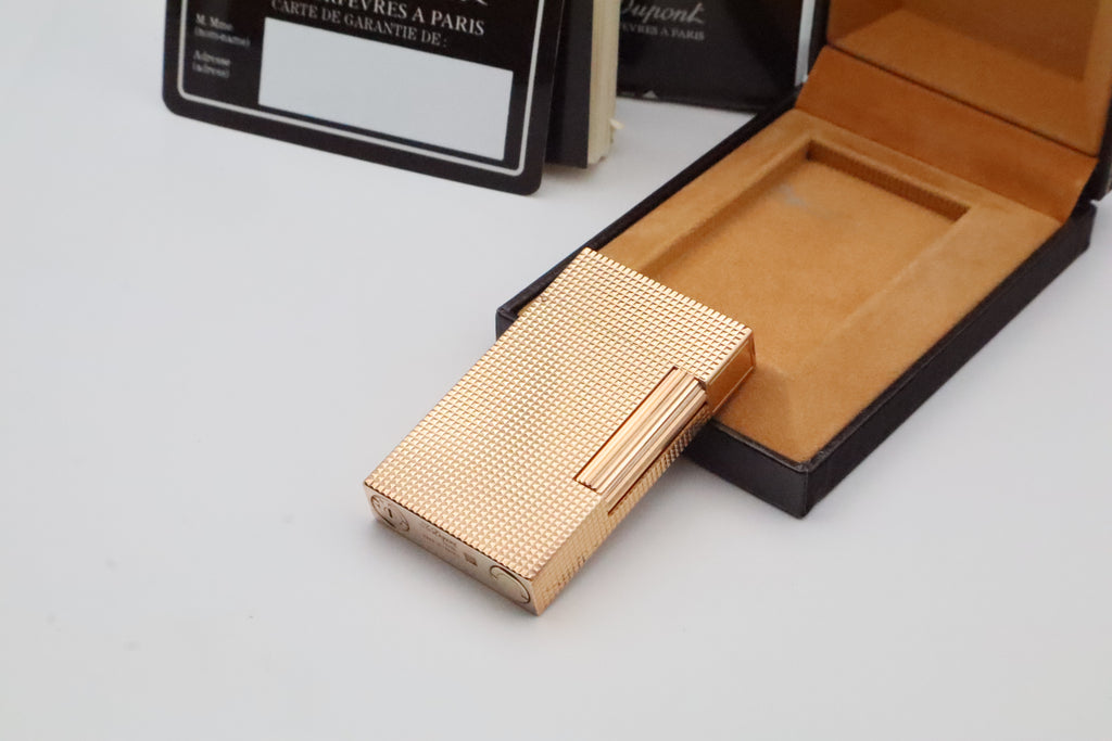 S.T. Dupont Ligne 2 Grand Modele large gold diamond tip lighter, new old stock, with box and papers