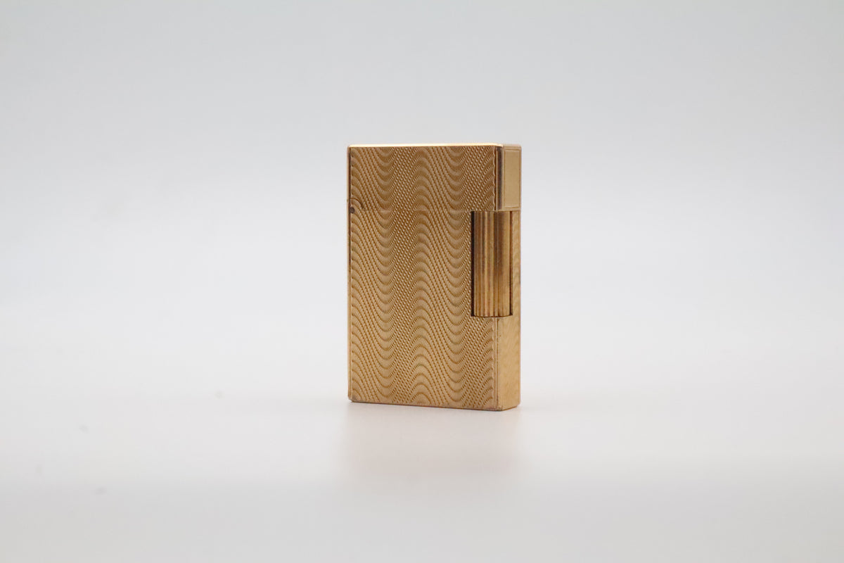 S.T. Dupont Ligne 2 Petit Modele small gold wavy pattern lighter with dual flame