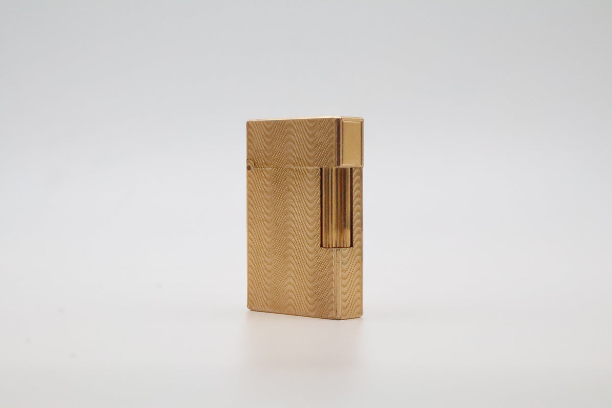 S.T. Dupont Ligne 2 Petit Modele small gold wavy pattern lighter with dual flame