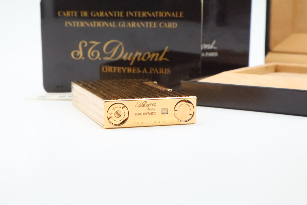 S.T. Dupont Ligne 2 Grand Modele Grosse Cote gold lighter, reference 16216, with box and papers